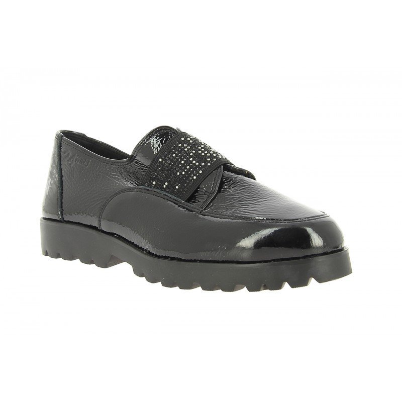 Zapatos mocasines mujer Hrs negro de piel super