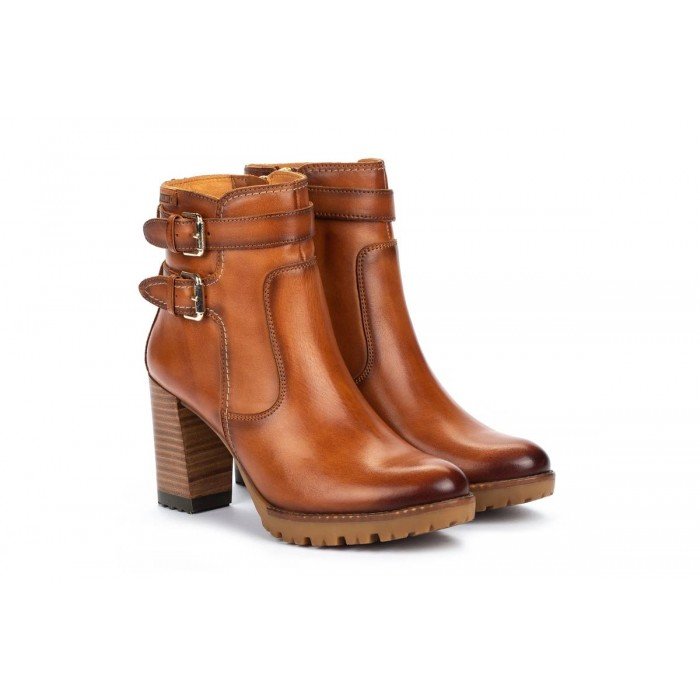 Botines tacon alto mujer Pikolinos Connelly W7M-8854 brandy suela goma