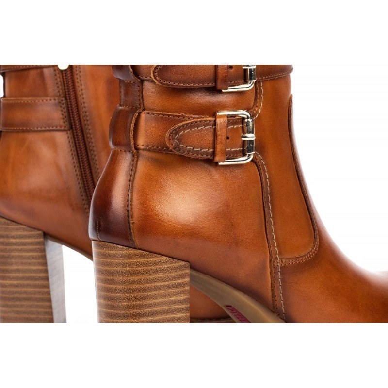 Botines tacon alto mujer Pikolinos Connelly W7M-8854 brandy suela goma