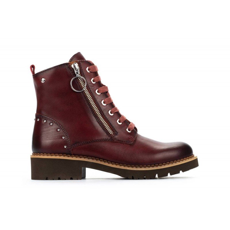 Botines mujer Pikolinos Vicar W0V-8610 color burdeos de piel vacuno.