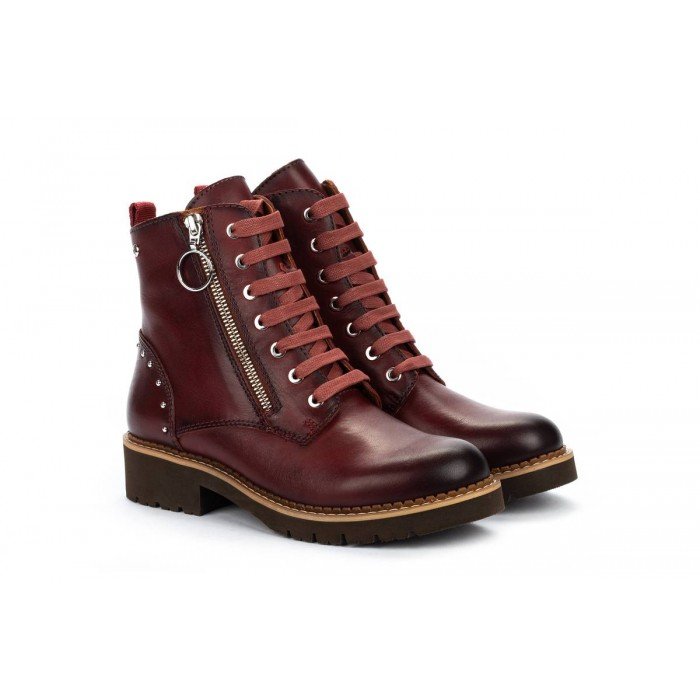 Botines mujer Pikolinos Vicar W0V-8610 color burdeos de piel vacuno.