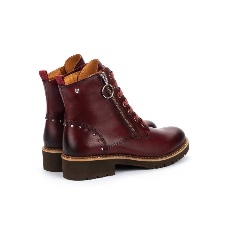 Botines mujer Pikolinos Vicar W0V-8610 color burdeos de piel vacuno.