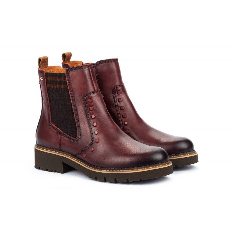 Botines mujer Pikolinos Vicar W0V-8622 color burdeos de piel vacuno.
