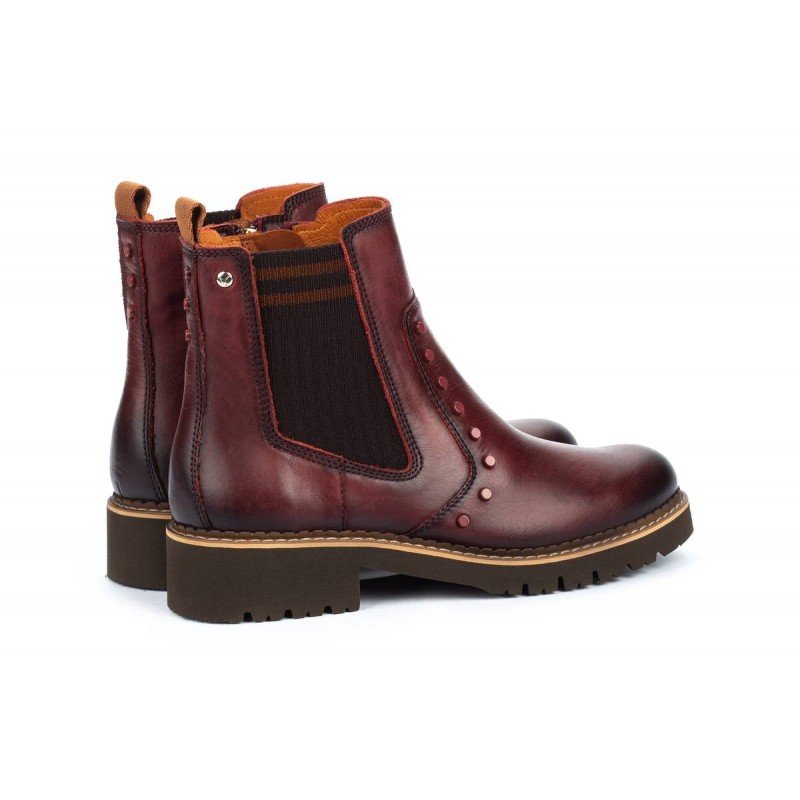 Botines mujer Pikolinos Vicar W0V-8622 color burdeos de piel vacuno.