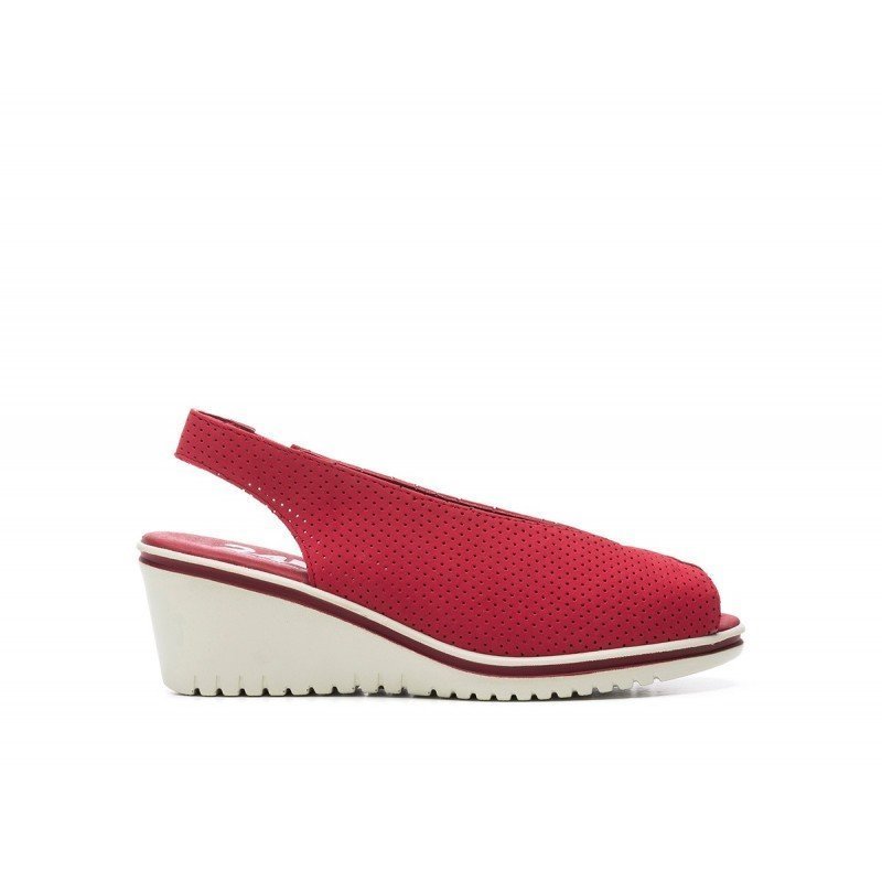 Prácticas sandalias cuña mujer 24 24840 nobuck rojo