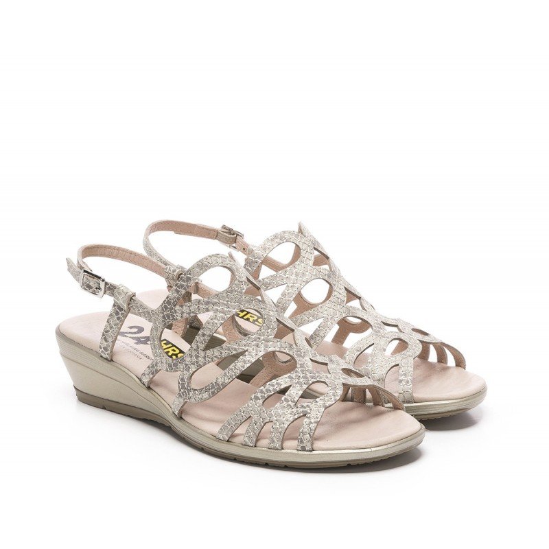 Sandalias mujer 24 Hrs 24951 piel beige serpiente alta selección.