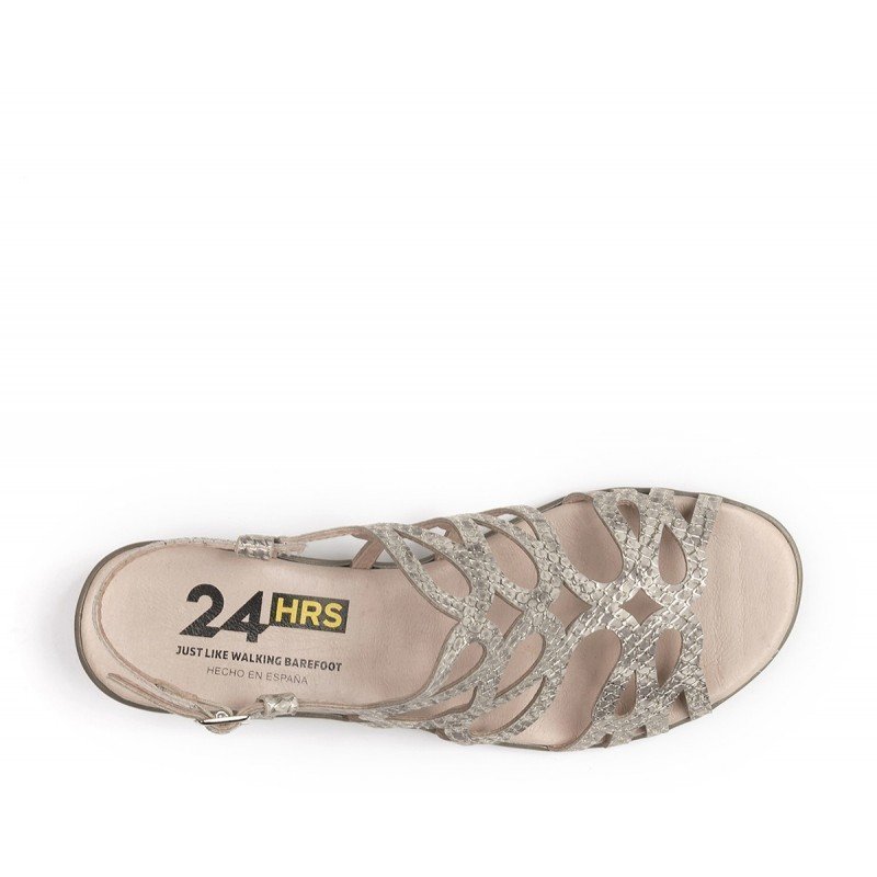 Sandalias mujer 24 Hrs 24951 piel beige serpiente alta selección.