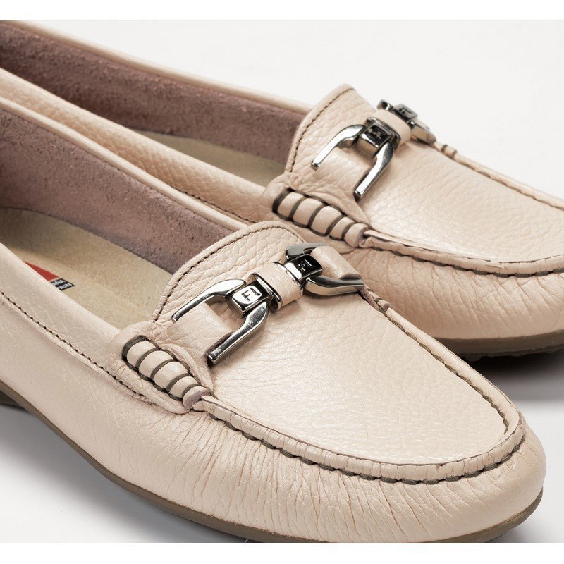 Zapatos mocasines de mujer Dorking Bruni F0804 piel Floter Beige.