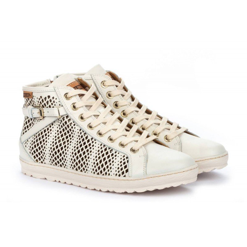 Botines mujer Pikolinos Lagos 901-8651 piel vacuno color blanco nata.