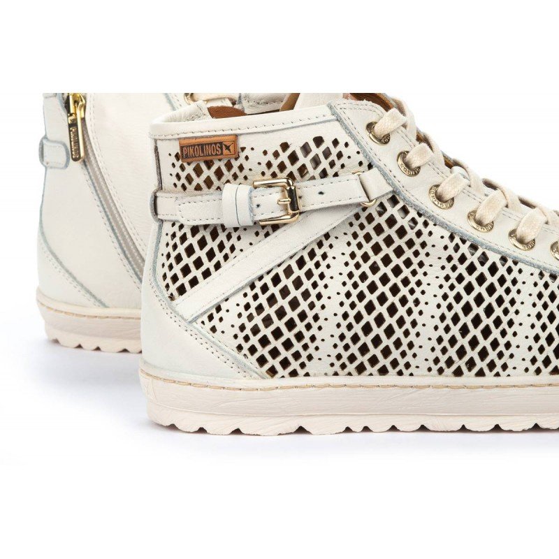 Botines mujer Pikolinos Lagos 901-8651 piel vacuno color blanco nata.