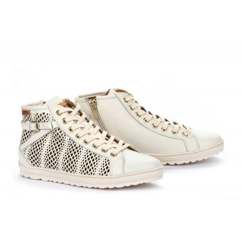 Botines mujer Pikolinos Lagos 901-8651 piel vacuno color blanco nata.