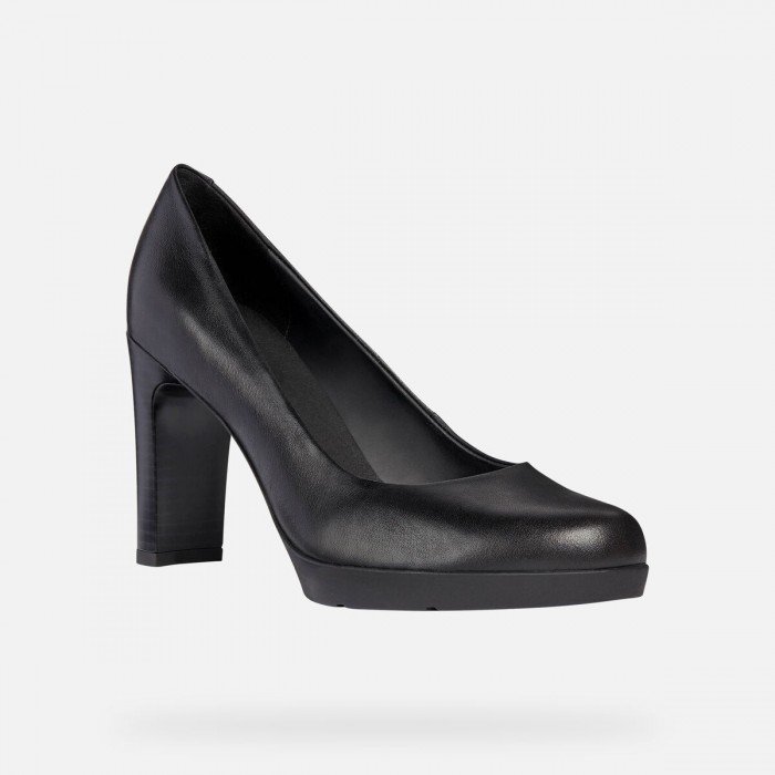 Elegantes zapatos mujer Geox D Annya H.A salón tacón alto color negro.