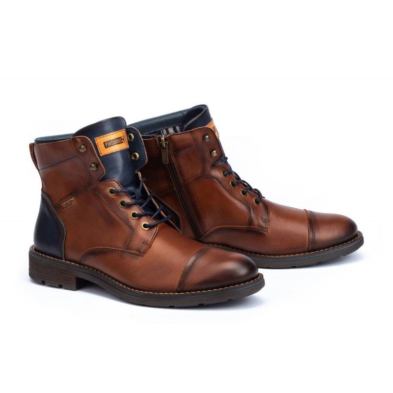 Botas de hombre Pikolinos York M2M-8170 color cuero suela goma.