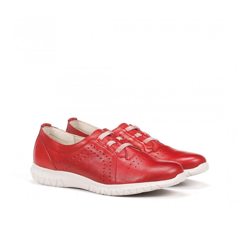 Zapatos deportivos mujer Dorking Silver D8229 piel samun color rojo.