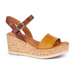 Pikolinos Sandali Con Zeppa Miranda W2F: Pelle Morbida, Chiusura Con Fibbia, Tacco 7.5 Cm