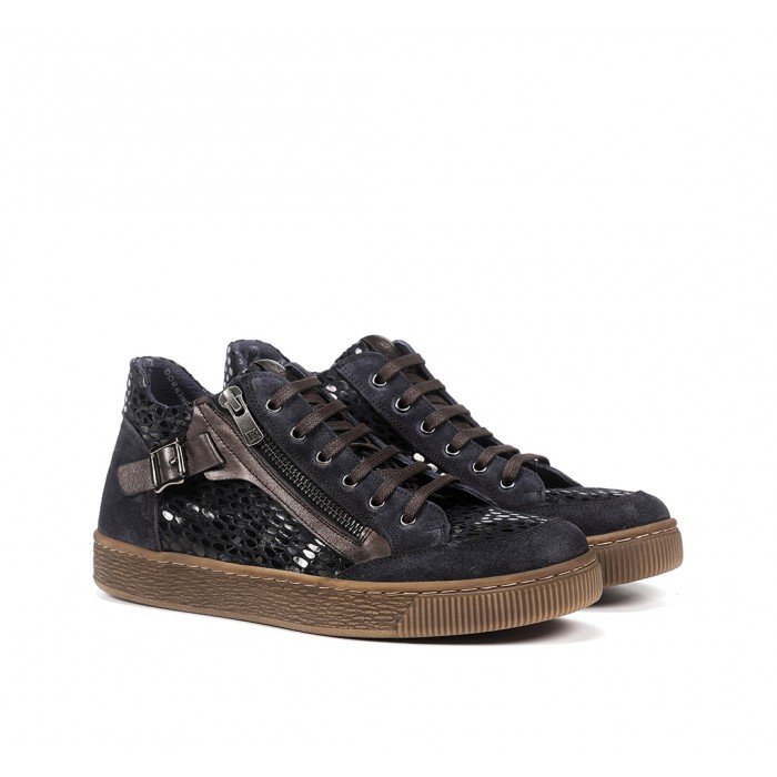 Botines de mujer Dorking by Fluchos Deli D8704 piel combinada azul.