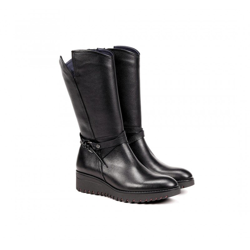 Botas altas con cuña mujer Dorking by Fluchos Keya D8681 color Negro.