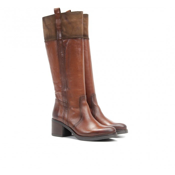 Cómodas botas con tacón ancho mujer Dorking by Fluchos Rox D8328 Cuero