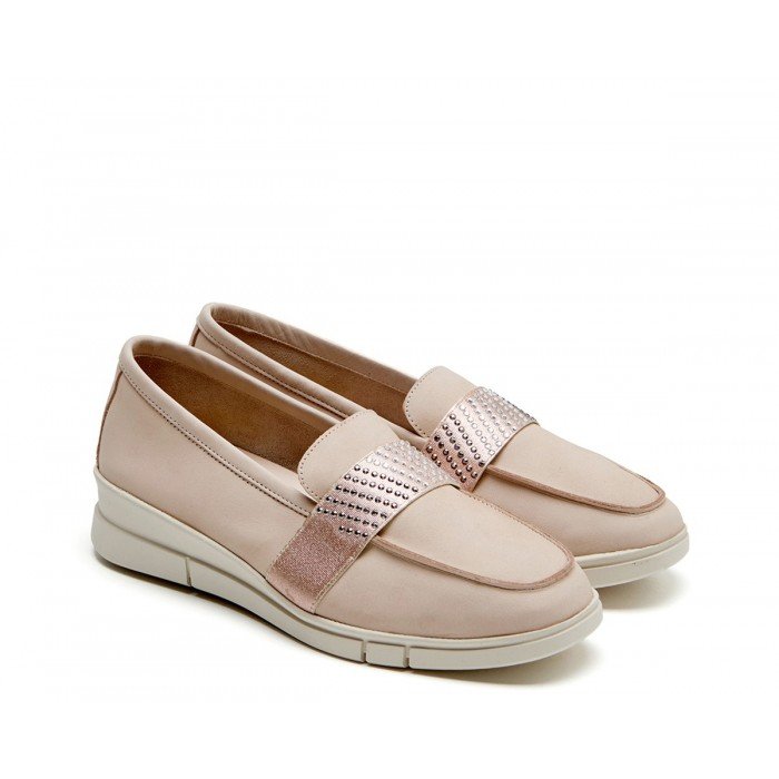 descuento localizar invadir Mocasines mujer 24 Hrs 24816 piel alta selección nobuck rosa nude.