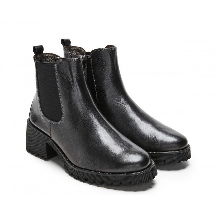 Botin 24 Hrs 25100 piel metalizada gris, elástico lateral y cremallera
