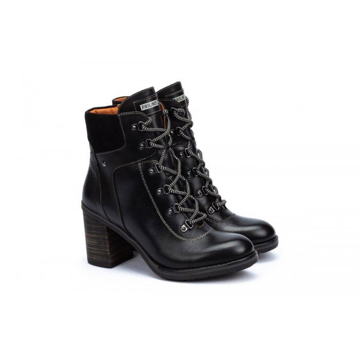 Botines de mujer Pikolinos Pompeya W9T-8851 piel vacuno color negro.