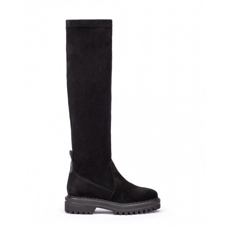 Bota alta Pedro Miralles Tíbet 27358 piel vegana elástica color negro.