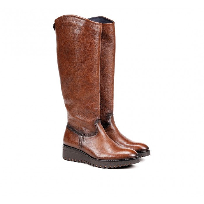 Botas altas con cuña mujer Dorking by Fluchos Keya D8692 color cuero