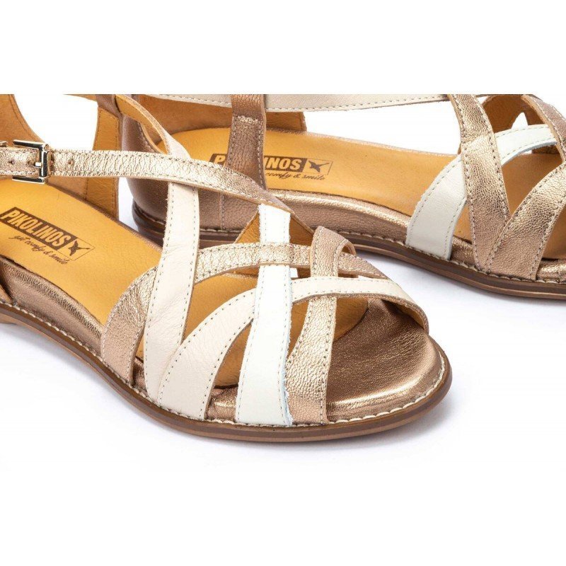 Sandalia mujer Pikolinos Talavera W3D-0774CLC1 piel metalizada champán