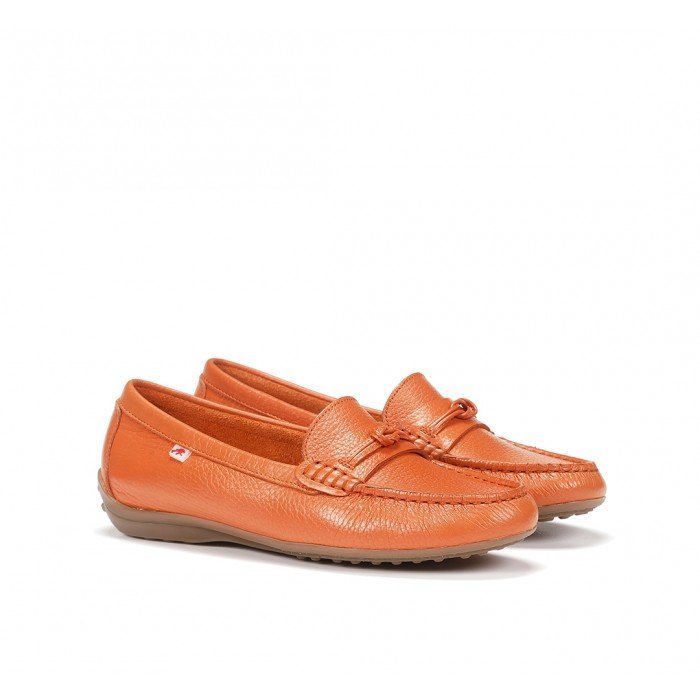 Recepción cruzar básico Zapatos mocasines mujer Fluchos Bruni F1429 piel flotter naranja.