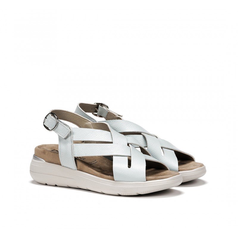 Sandalias con cuña de mujer Dorking D8791 piel indios verde agua.