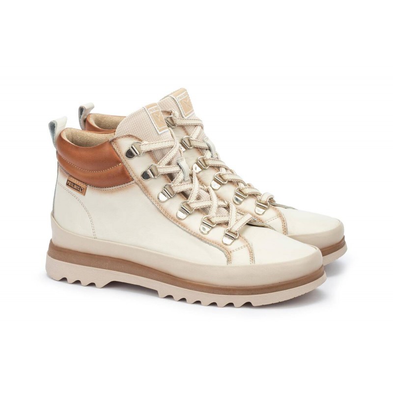 Botines mujer Pikolinos Vigo W3W-8564C1 piel vacuno color blanco.