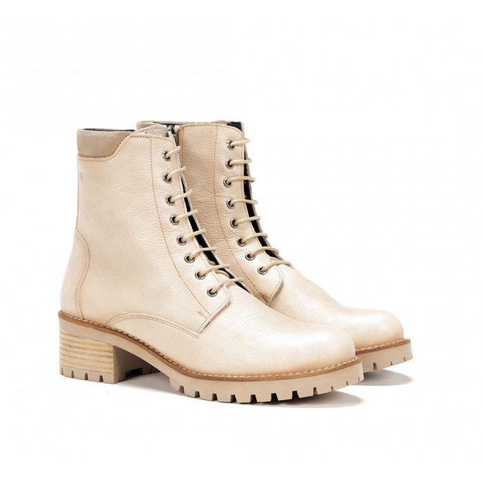 Botines de mujer by Fluchos Glass D8644 en piel color beige.