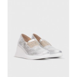 Mocasines Mujer Wonders Bone G-6605 Plata