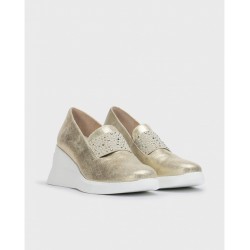 Mocasines Mujer Wonders Bone G-6605 Dorado
