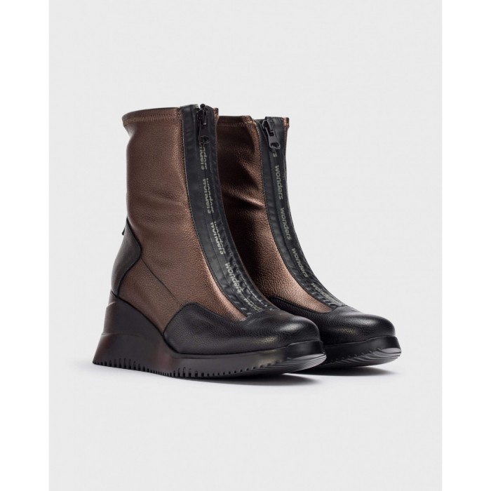 Botines Mujer Wonders India G-6614 Negro Cobre