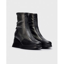 Botines Mujer Wonders India G-6614 Negro Plomo