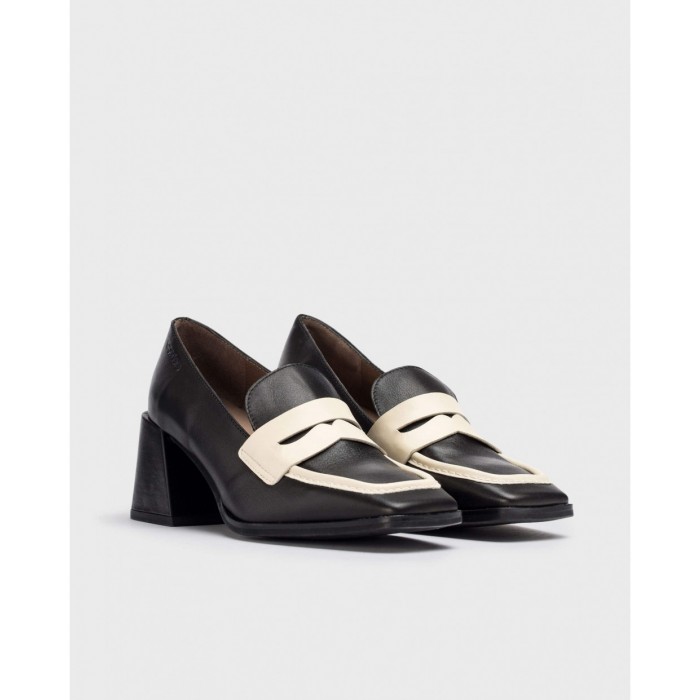 Mocasín Tacón Mujer Wonders Fiodor H-4351 Negro