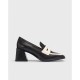 Mocasín Tacón Mujer Wonders Fiodor H-4351 Negro