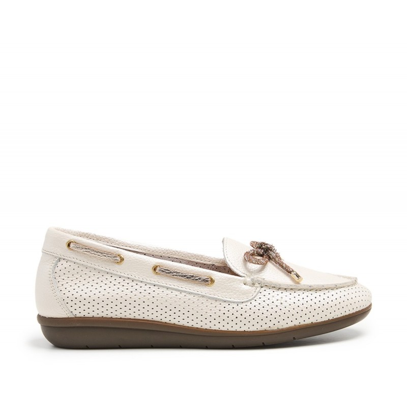Mocasines De Piel Beige Para Mujer, Tacón 4 Cm - Confort, Estilo Casual, Suela PU, Plantilla Extraíble