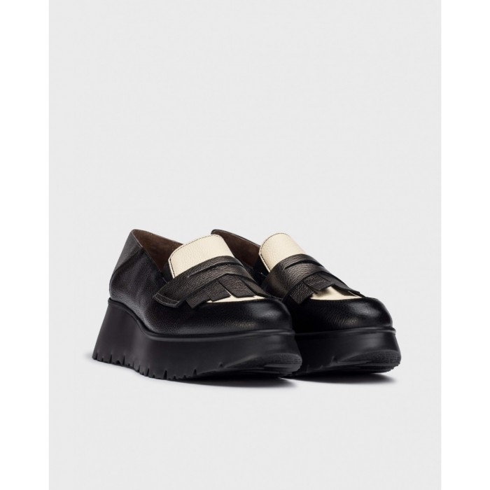 Zapatos Mocasines Mujer Wonders Medianoche C-7312 Negro/Plomo