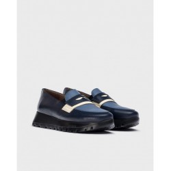 Zapatos Mocasines Mujer Wonders Materia A-2475 Azul