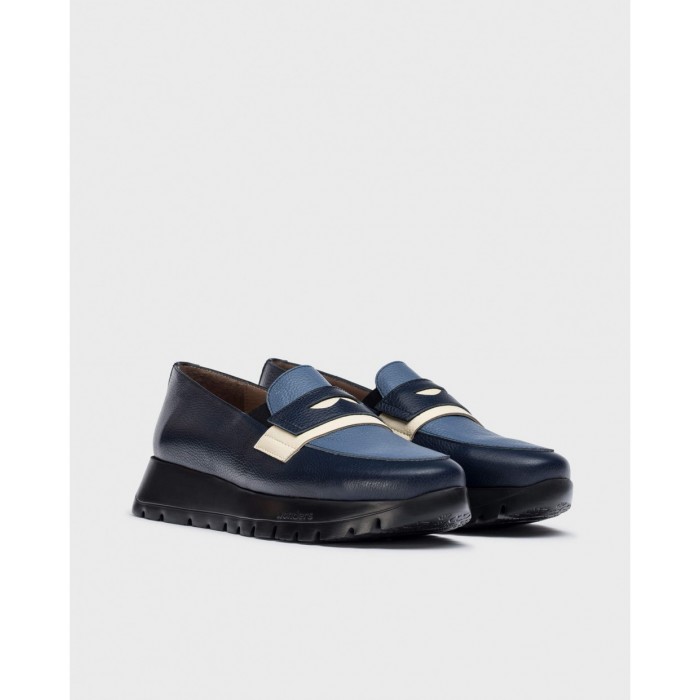 Zapatos Mocasines Mujer Wonders Materia A-2475 Azul