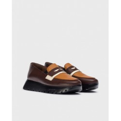 Zapatos Mocasines Mujer Wonders Materia A-2475 Marrón