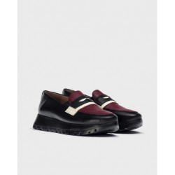 Zapatos Mocasines Mujer Wonders Materia A-2475 Burdeos