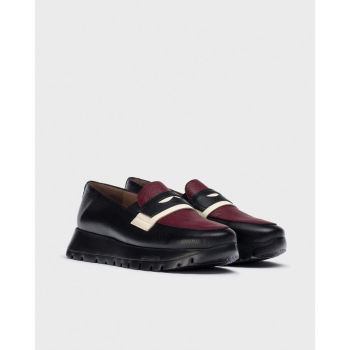 Zapatos Mocasines Mujer Wonders Materia A-2475 Burdeos