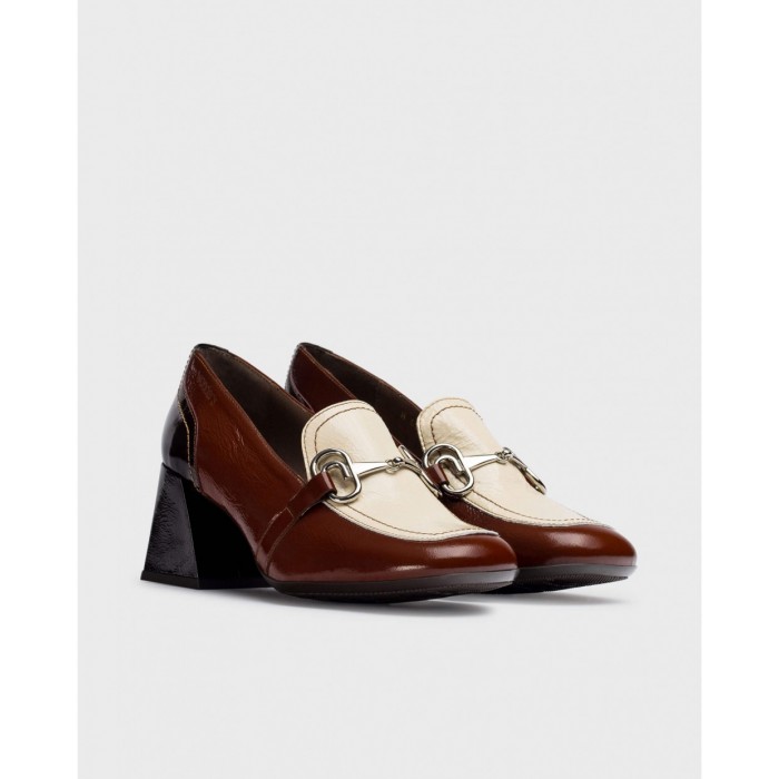 Zapatos Mocasines Tacón Mujer Wonders Cayetana H-6211 Marrón