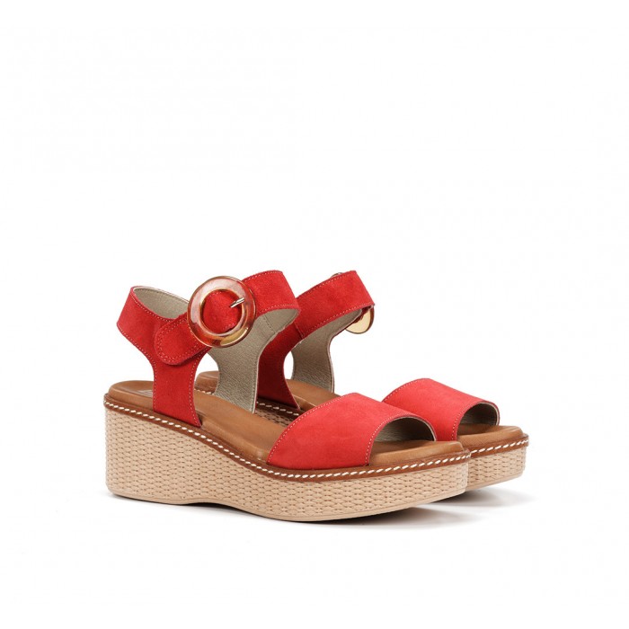 Sandalias Cuña Mujer Dorking Nido D9450 Rojo