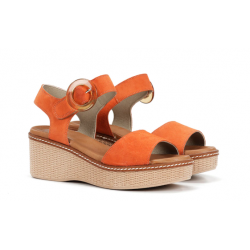 Sandalias Cuña Mujer Dorking Nido D9450 Naranja