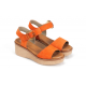 Sandalias Cuña Mujer Dorking Nido D9450 Naranja