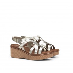 Sandalias Cuña Mujer Dorking Nido D9451 Dorada